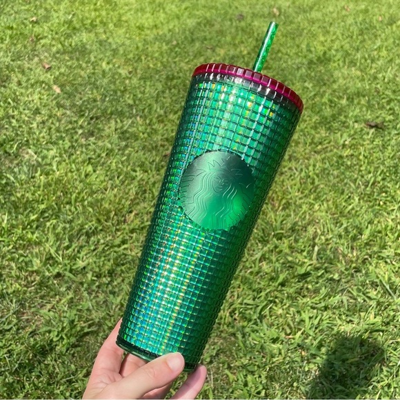 Starbuck 2023 Spring Iridescent Watermelon Grid Venti Tumbler 24oz NWT - Picture 1 of 9